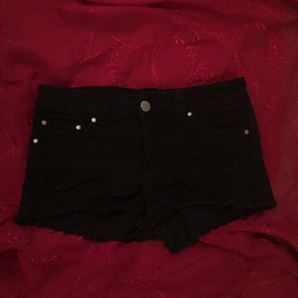Black jean shorts